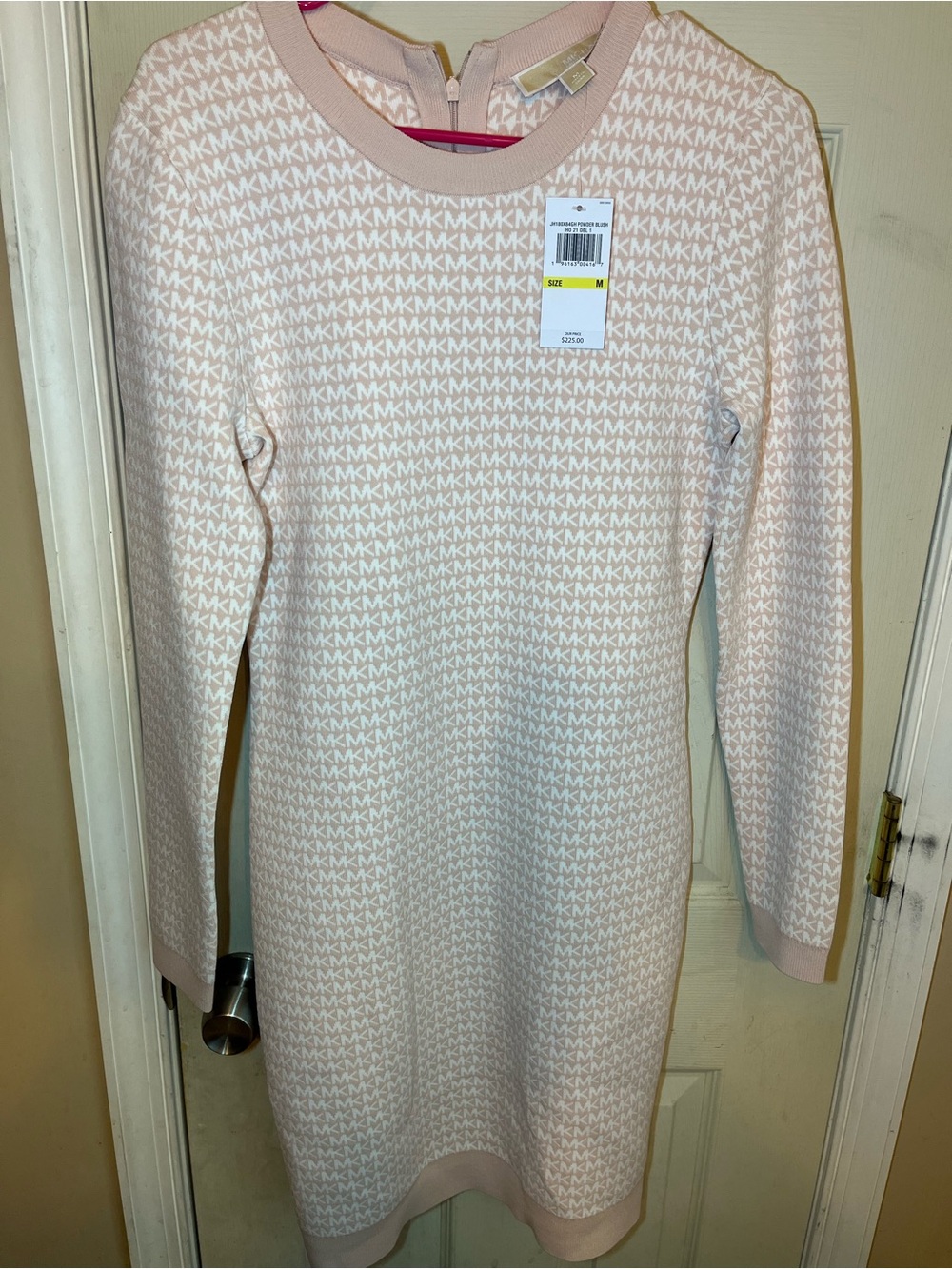 NWT Michael Kors Mini MK Logo Jacquard Dress Powder Blush Pink Size M